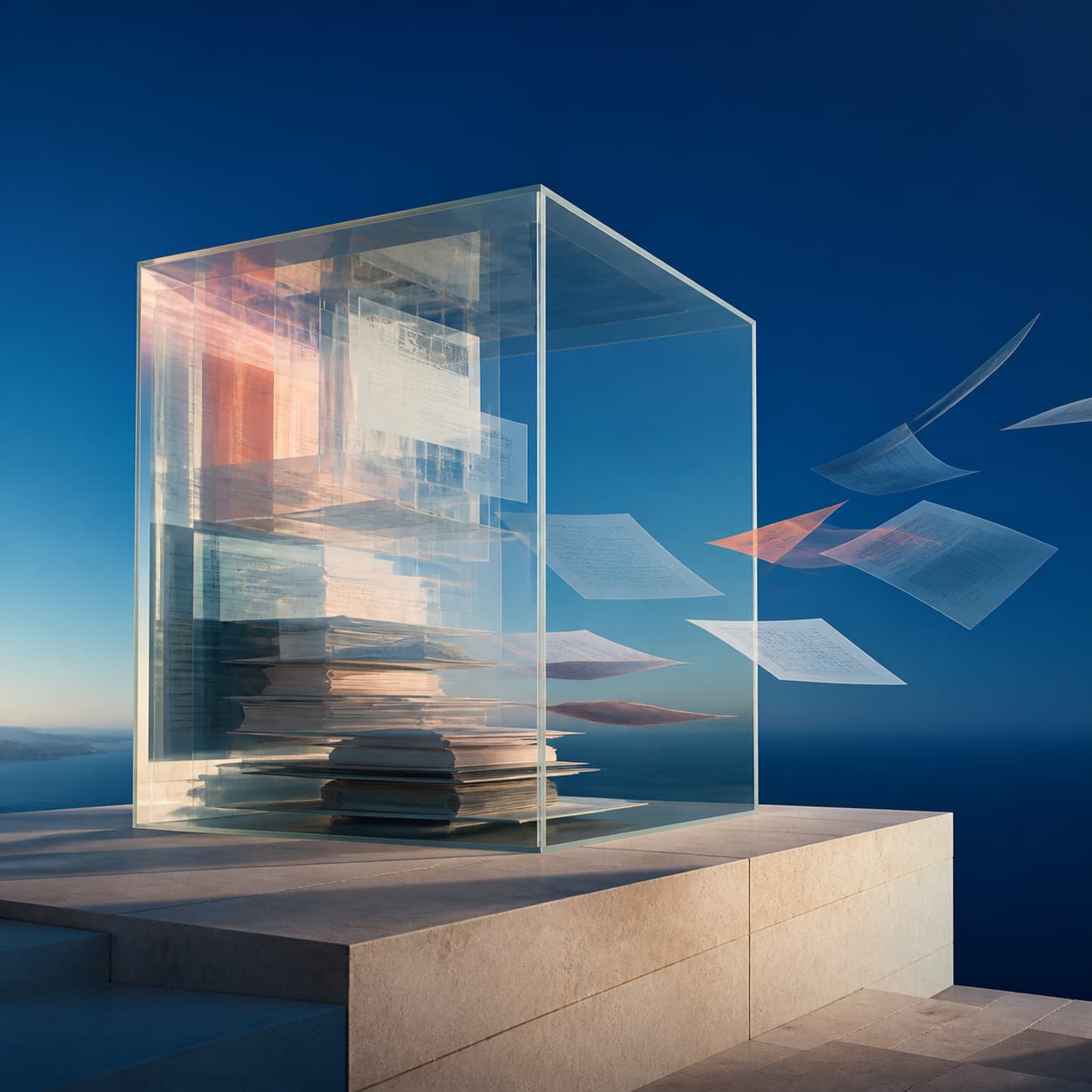 Documents leaving a secure container toward a public cloud service.